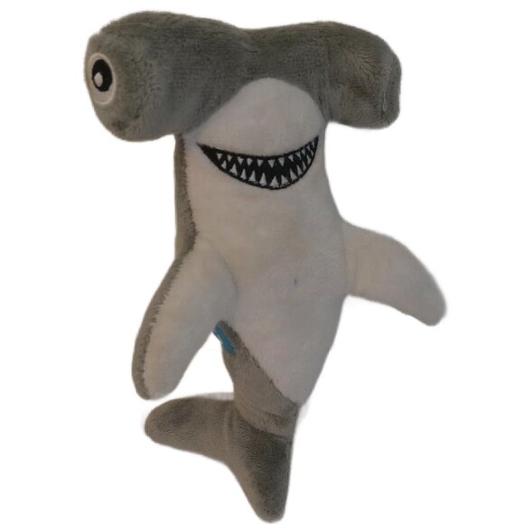 Clean Earth Dog Squeaky Toy Gray White Plush Hammerhead Shark 10 Inch Spunky Pup - Picture 1 of 5